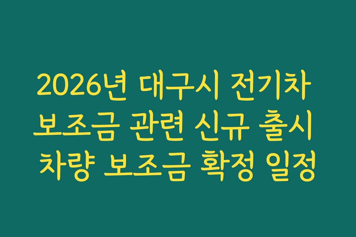 2026년 대구시 전기차 보조금 관련 신규 출시 차량 보조금 확정 일정