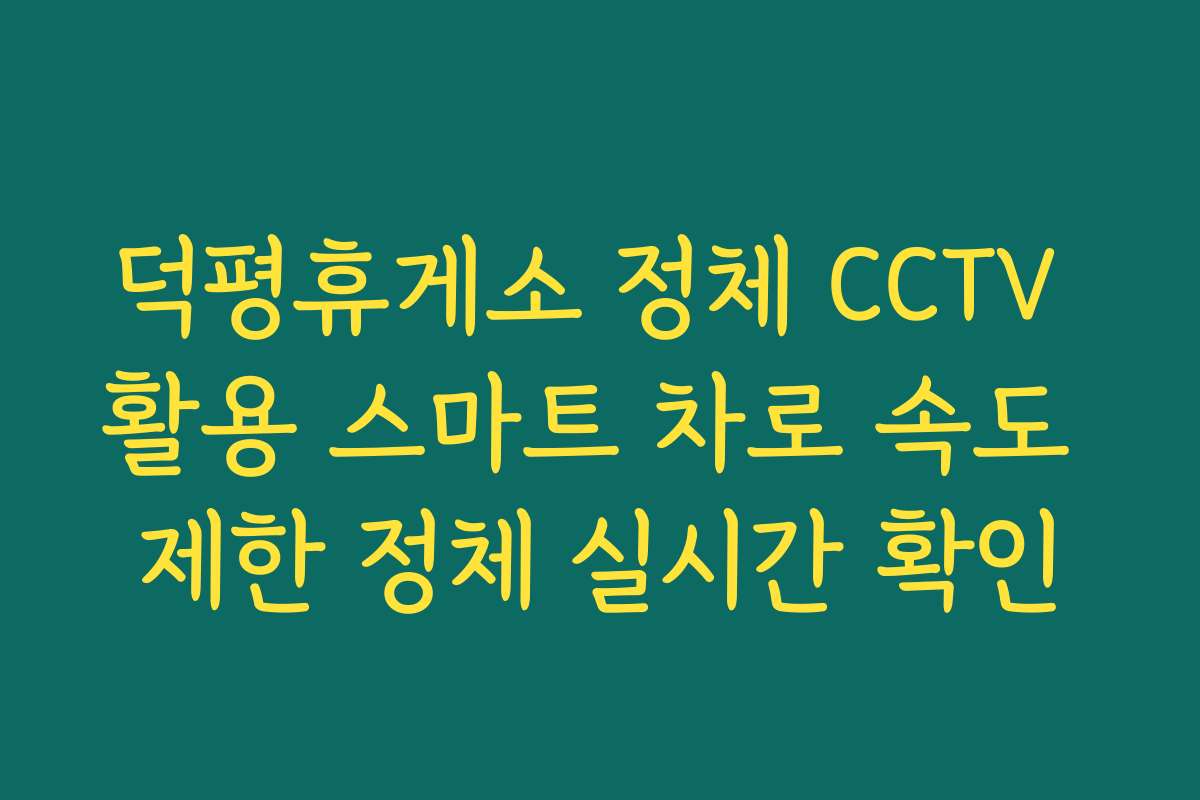 덕평휴게소 정체 CCTV 활용 스마트 차로 속도 제한 정체 실시간 확인