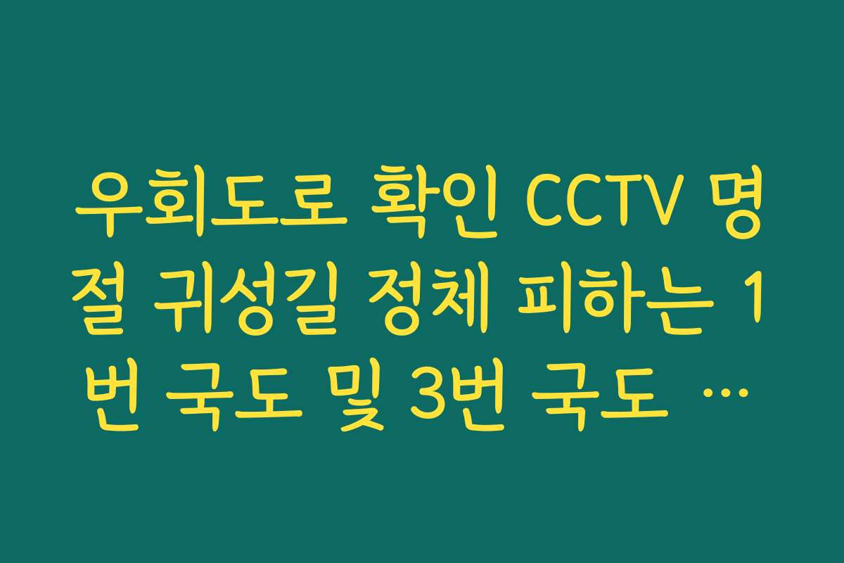 우회도로 확인 CCTV 명절 귀성길 정체 피하는 1번 국도 및 3번 국도 실시간