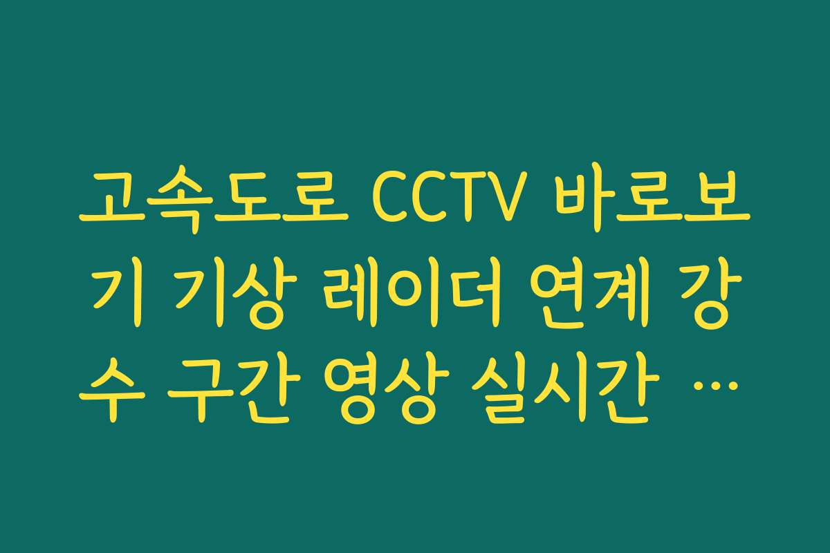 고속도로 CCTV 바로보기 기상 레이더 연계 강수 구간 영상 실시간 체크