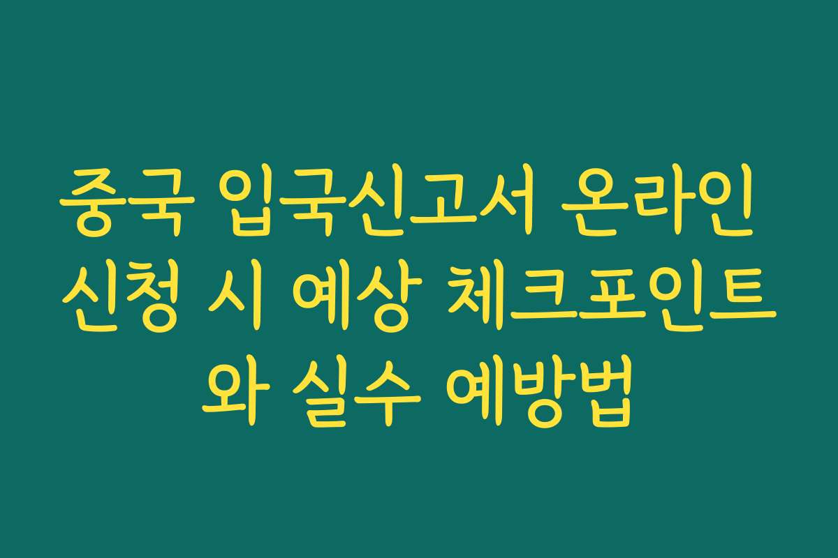 중국 입국신고서 온라인 신청 시 예상 체크포인트와 실수 예방법