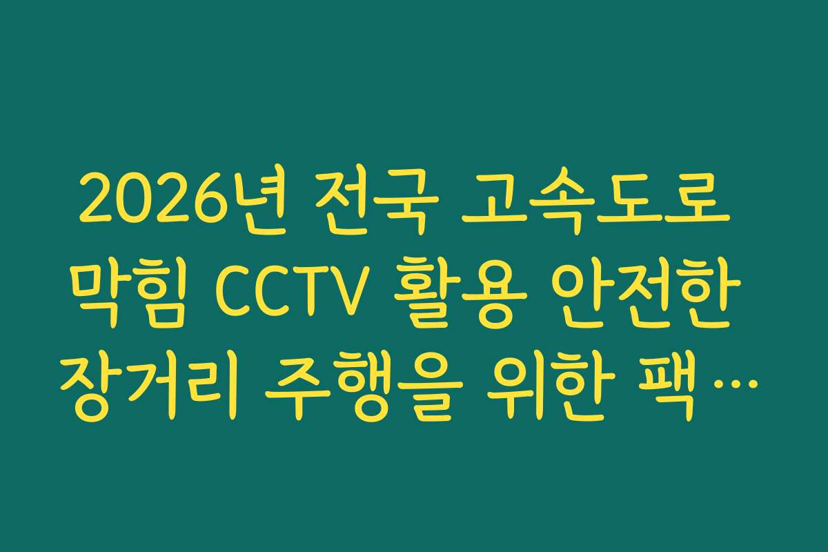 2026년 전국 고속도로 막힘 CCTV 활용 안전한 장거리 주행을 위한 팩트 체크