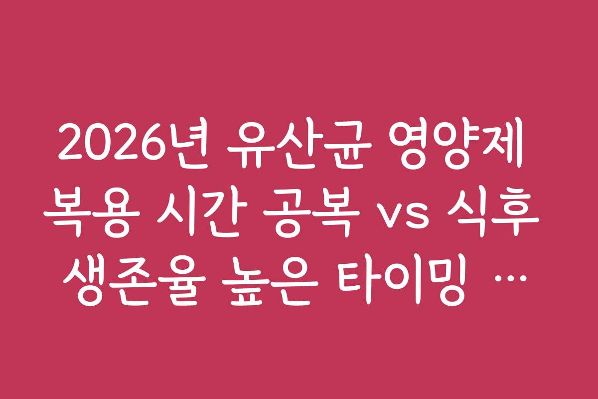 2026년 유산균 영양제 복용 시간 공복 vs 식후 생존율 높은 타이밍 팩트체크