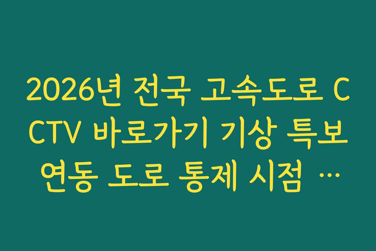 2026년 전국 고속도로 CCTV 바로가기 기상 특보 연동 도로 통제 시점 분석