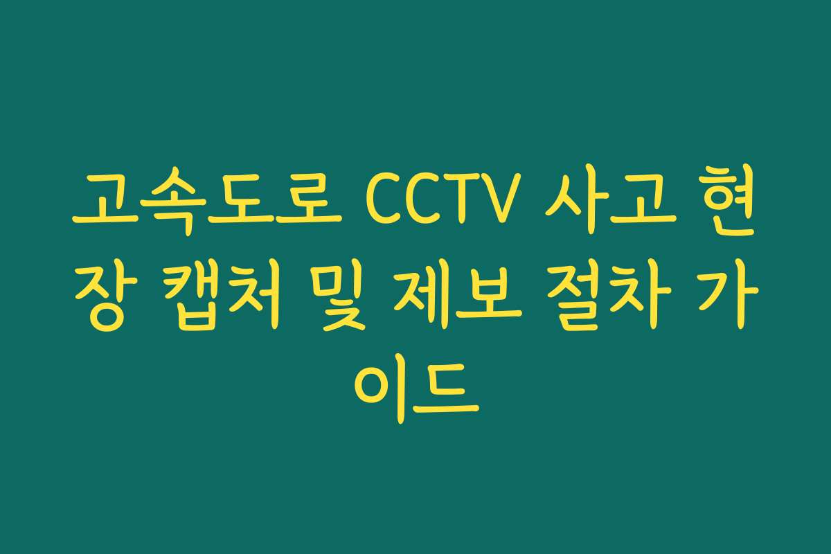 고속도로 CCTV 사고 현장 캡처 및 제보 절차 가이드