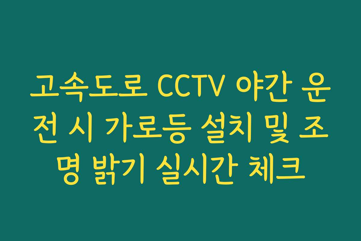 고속도로 CCTV 야간 운전 시 가로등 설치 및 조명 밝기 실시간 체크