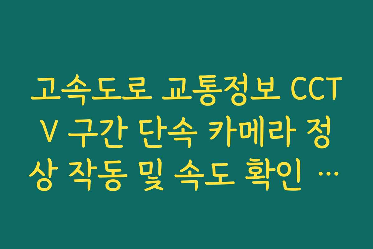 고속도로 교통정보 CCTV 구간 단속 카메라 정상 작동 및 속도 확인 리스트