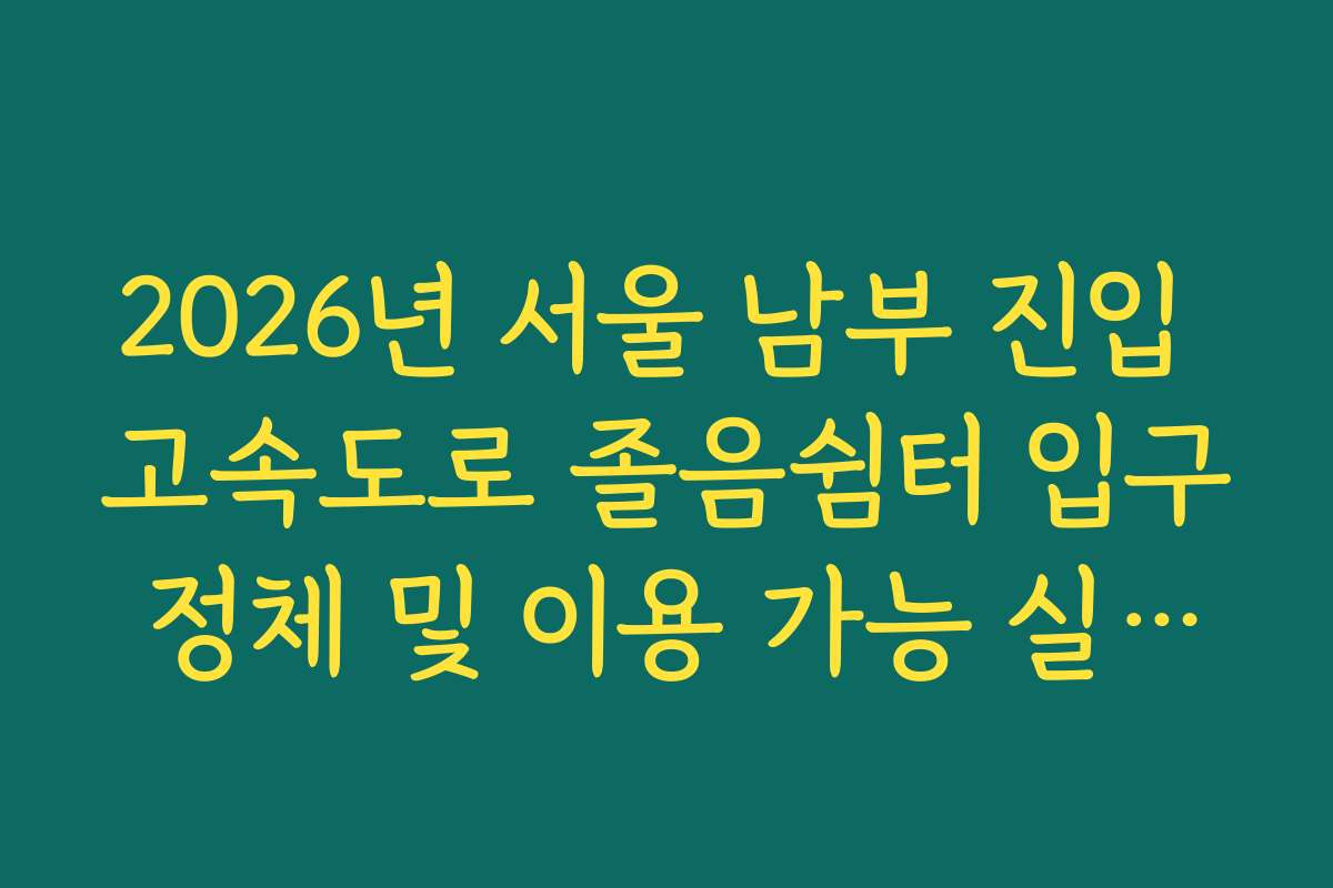 2026년 서울 남부 진입 고속도로 졸음쉼터 입구 정체 및 이용 가능 실시간 확인 방법