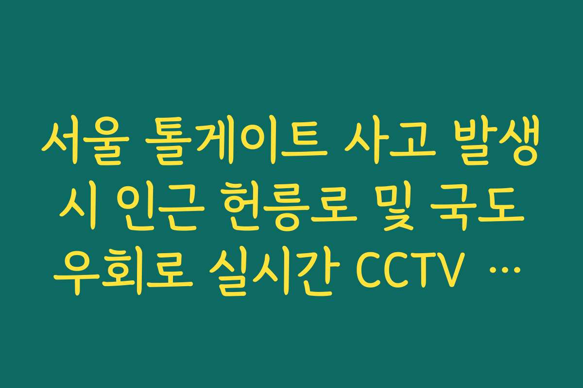 서울 톨게이트 사고 발생 시 인근 헌릉로 및 국도 우회로 실시간 CCTV 확인