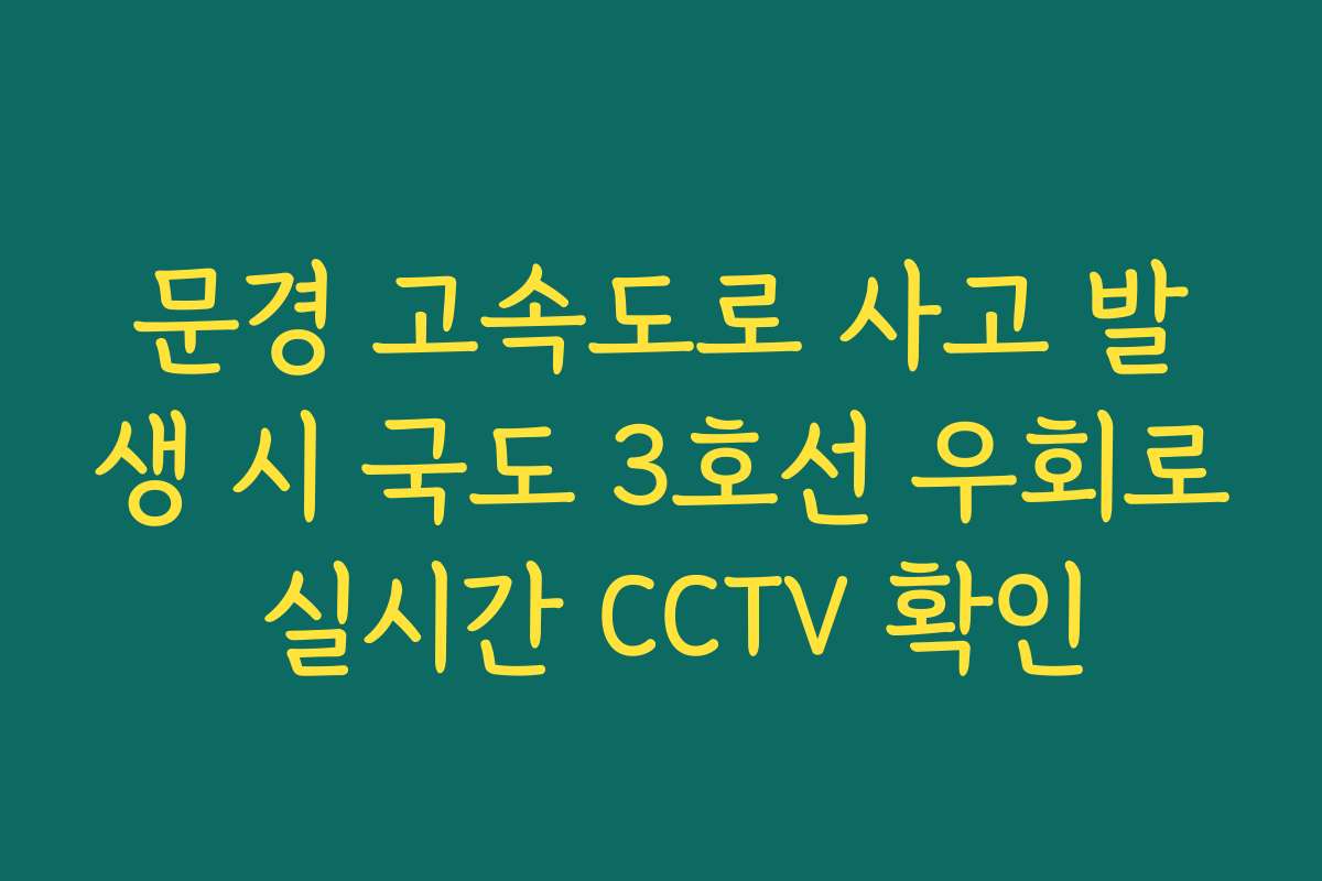 문경 고속도로 사고 발생 시 국도 3호선 우회로 실시간 CCTV 확인