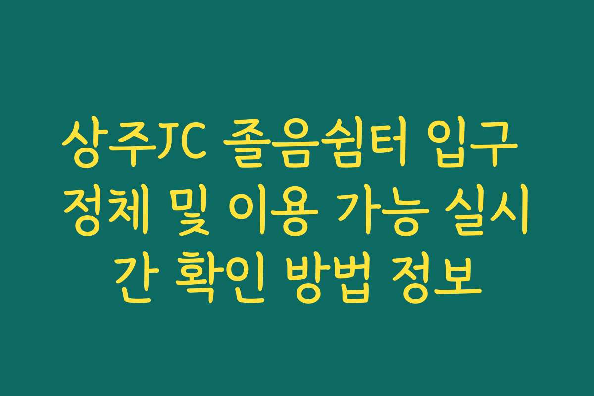 상주JC 졸음쉼터 입구 정체 및 이용 가능 실시간 확인 방법 정보