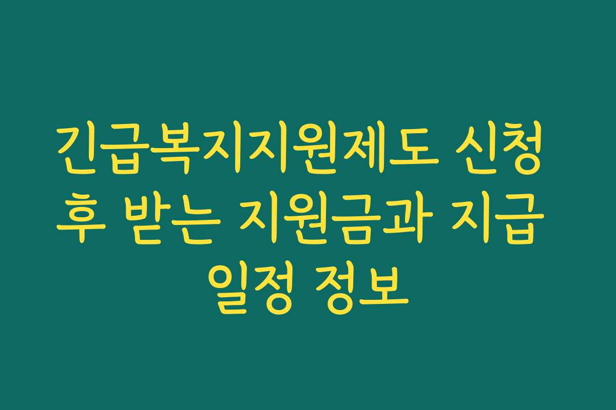 긴급복지지원제도 신청 후 받는 지원금과 지급 일정 정보