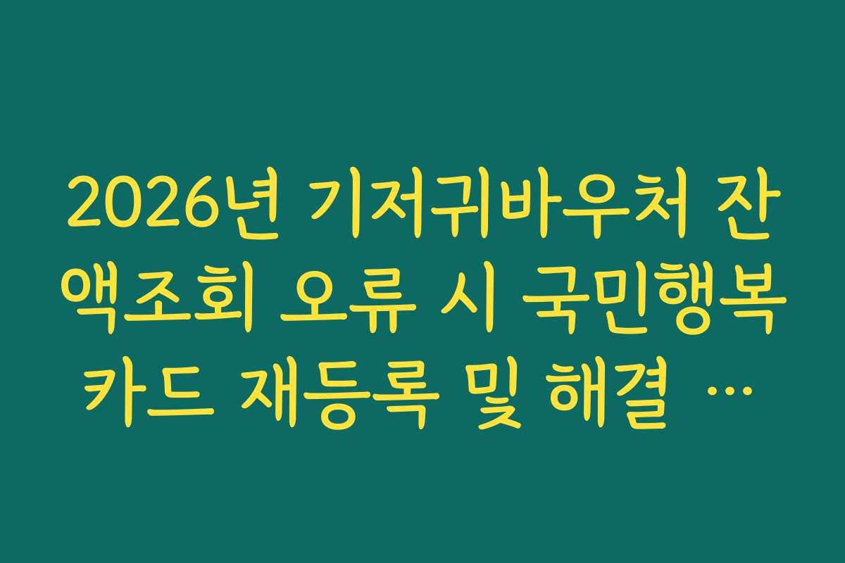 2026년 기저귀바우처 잔액조회 오류 시 국민행복카드 재등록 및 해결 프로세스