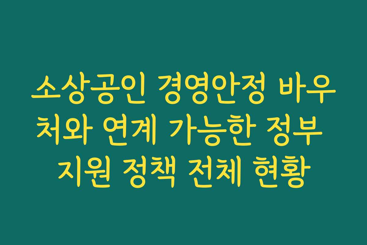 소상공인 경영안정 바우처와 연계 가능한 정부 지원 정책 전체 현황