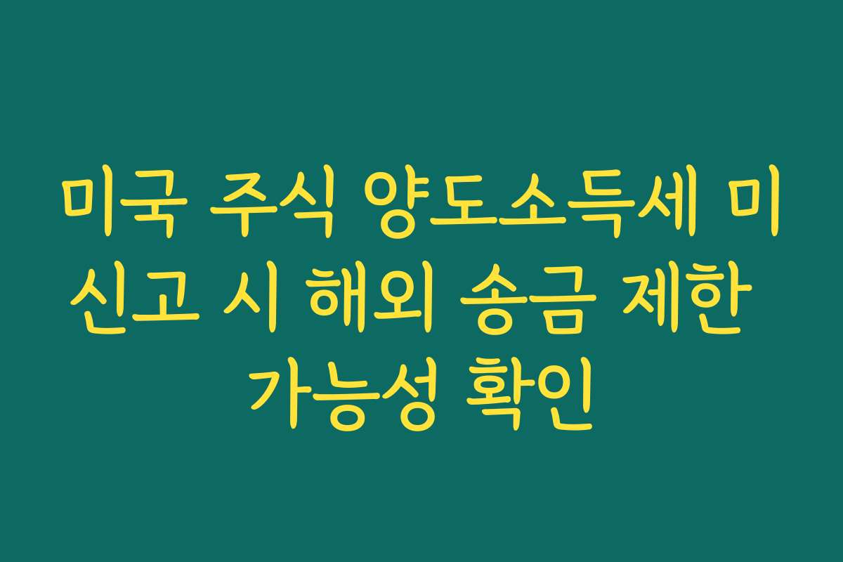 미국 주식 양도소득세 미신고 시 해외 송금 제한 가능성 확인