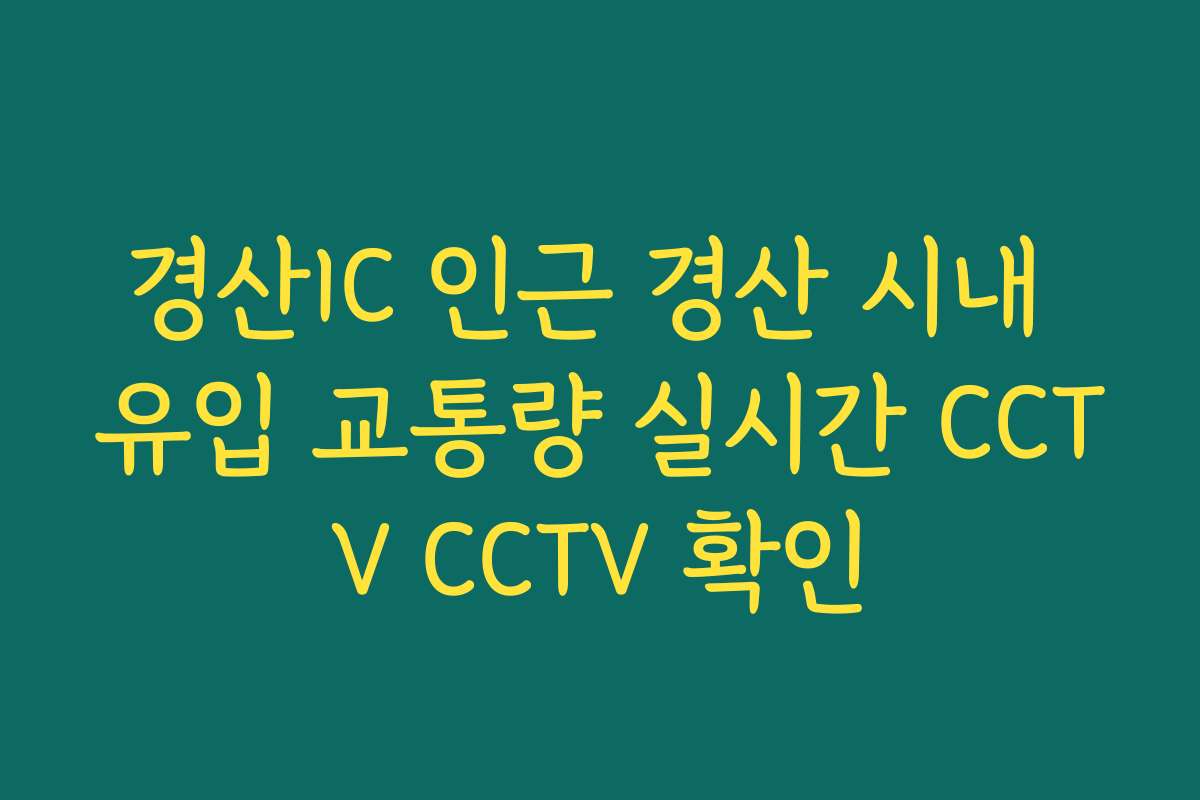 경산IC 인근 경산 시내 유입 교통량 실시간 CCTV CCTV 확인