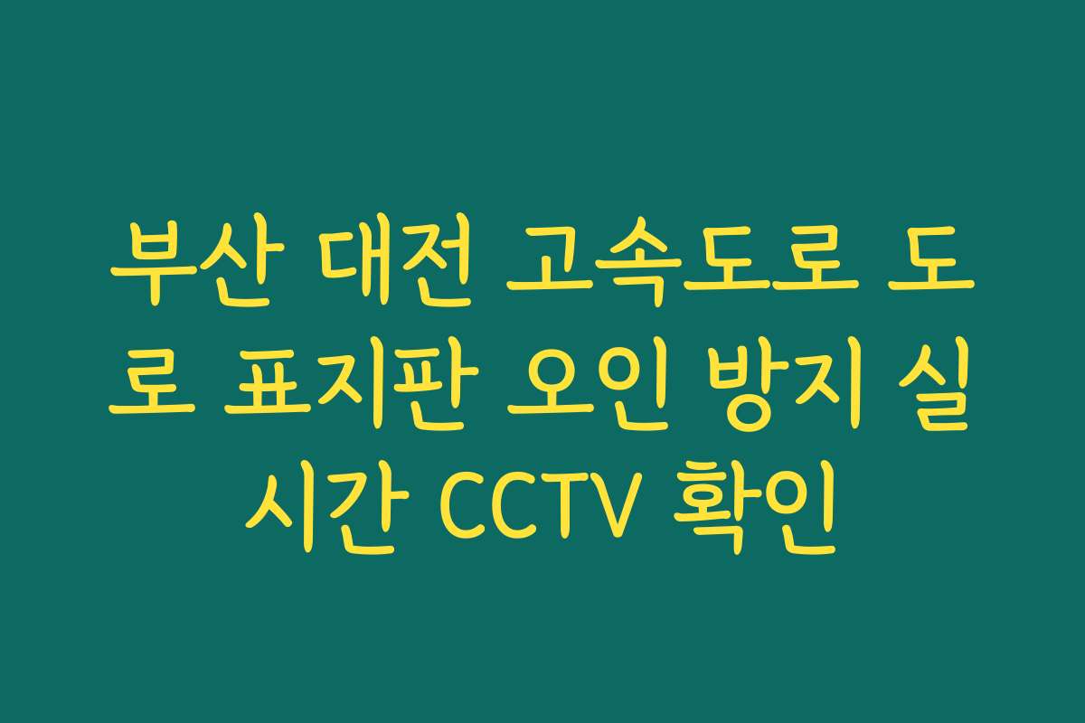 부산 대전 고속도로 도로 표지판 오인 방지 실시간 CCTV 확인
