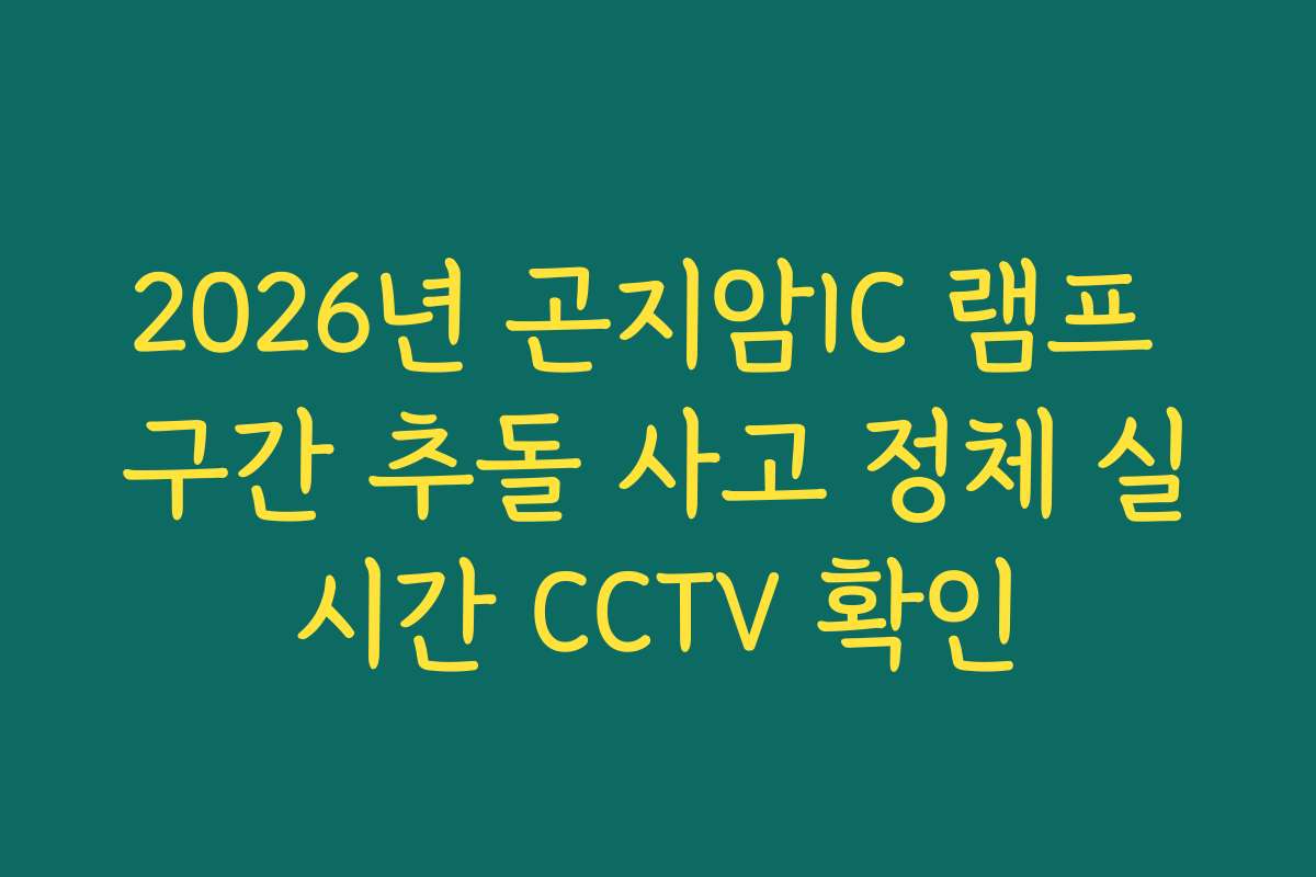 2026년 곤지암IC 램프 구간 추돌 사고 정체 실시간 CCTV 확인