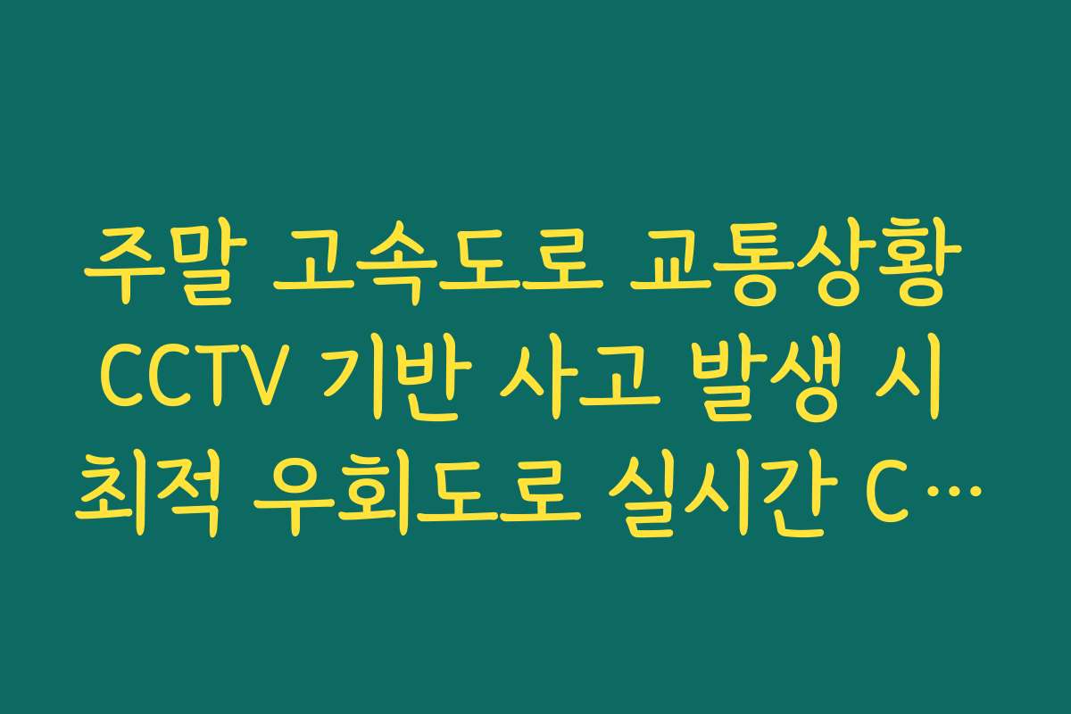 주말 고속도로 교통상황 CCTV 기반 사고 발생 시 최적 우회도로 실시간 CCTV 확인