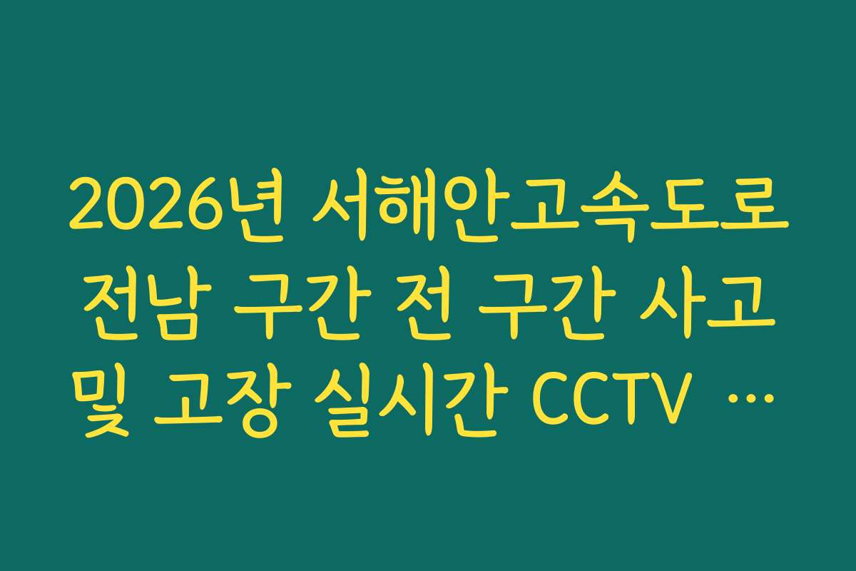 2026년 서해안고속도로 전남 구간 전 구간 사고 및 고장 실시간 CCTV 확인