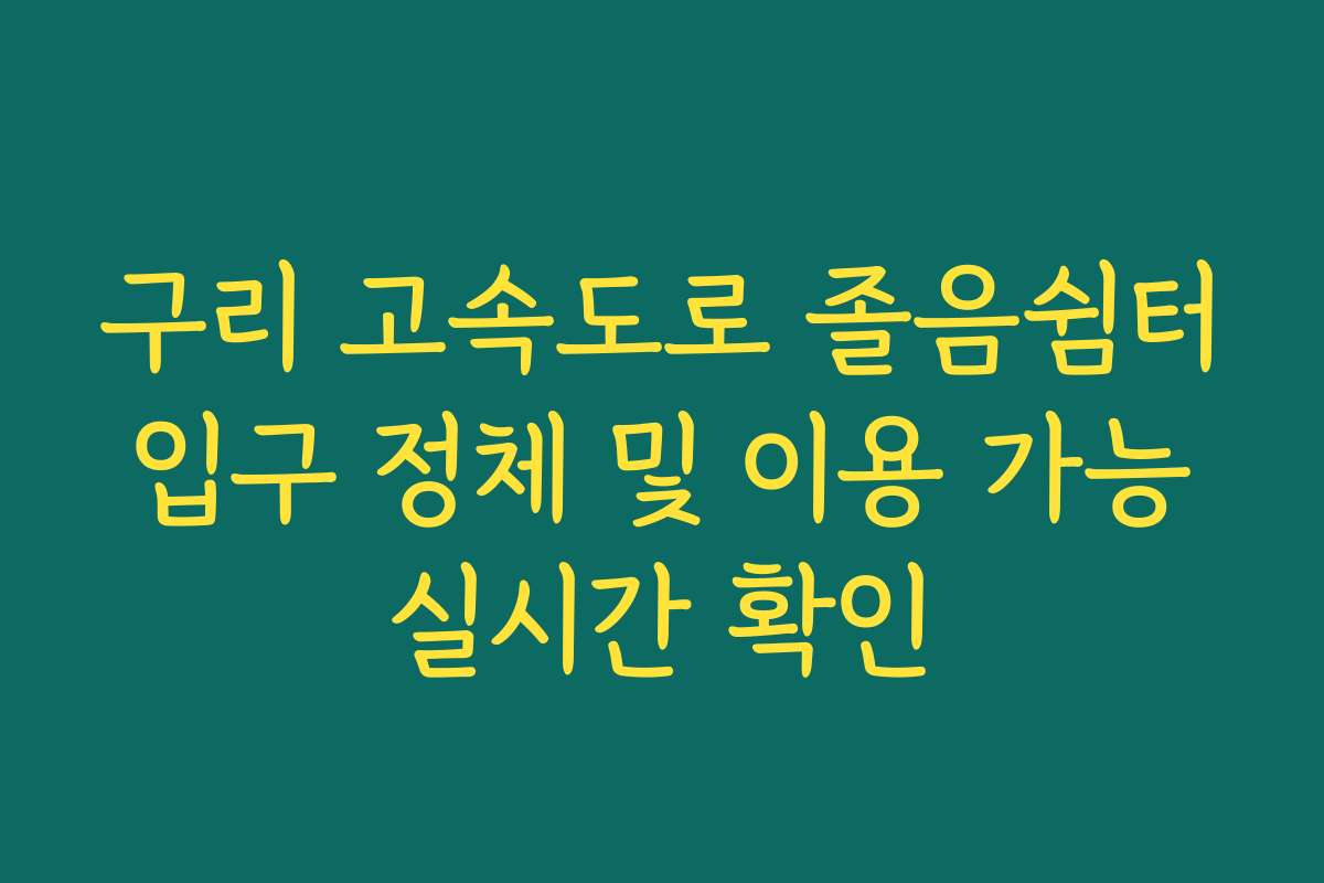 구리 고속도로 졸음쉼터 입구 정체 및 이용 가능 실시간 확인