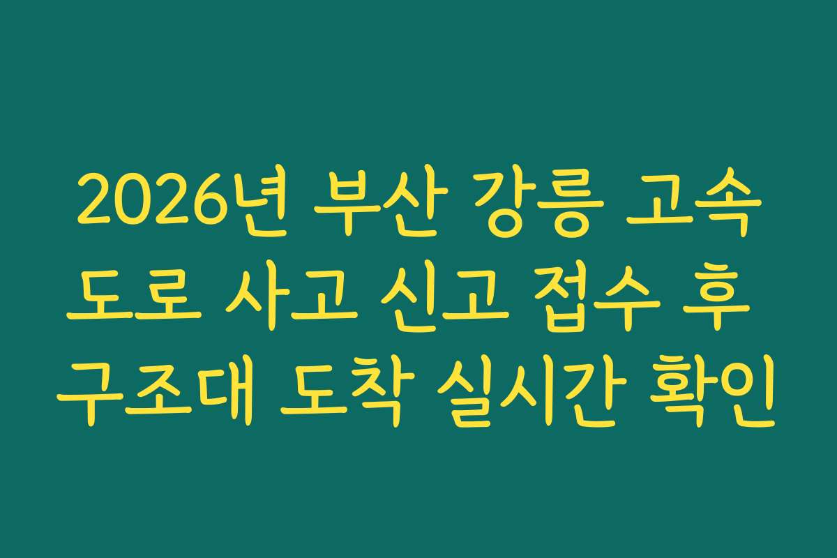 2026년 부산 강릉 고속도로 사고 신고 접수 후 구조대 도착 실시간 확인