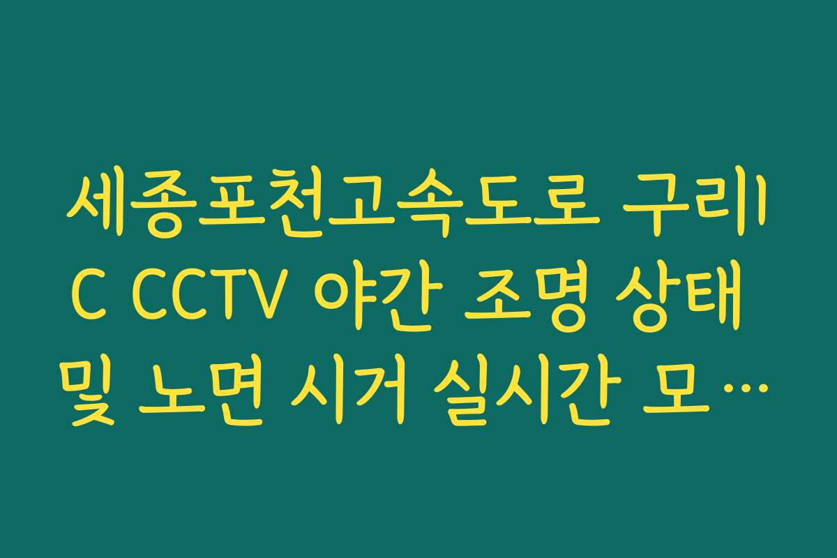 세종포천고속도로 구리IC CCTV 야간 조명 상태 및 노면 시거 실시간 모니터링