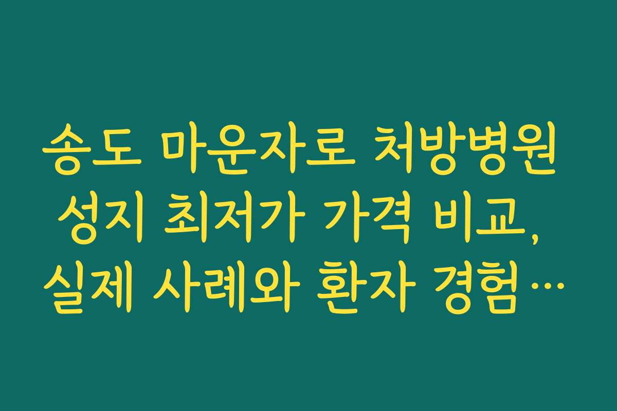 송도 마운자로 처방병원 성지 최저가 가격 비교, 실제 사례와 환자 경험담 소개