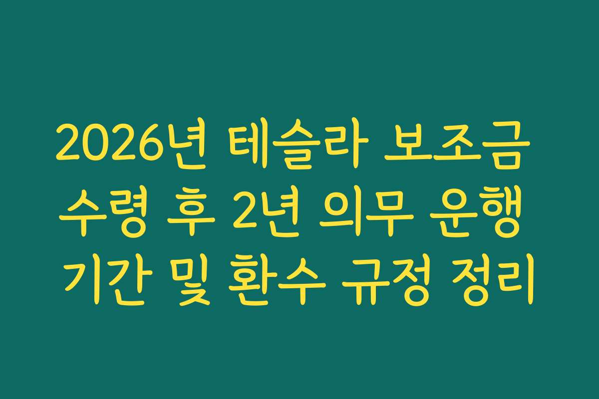 2026년 테슬라 보조금 수령 후 2년 의무 운행 기간 및 환수 규정 정리
