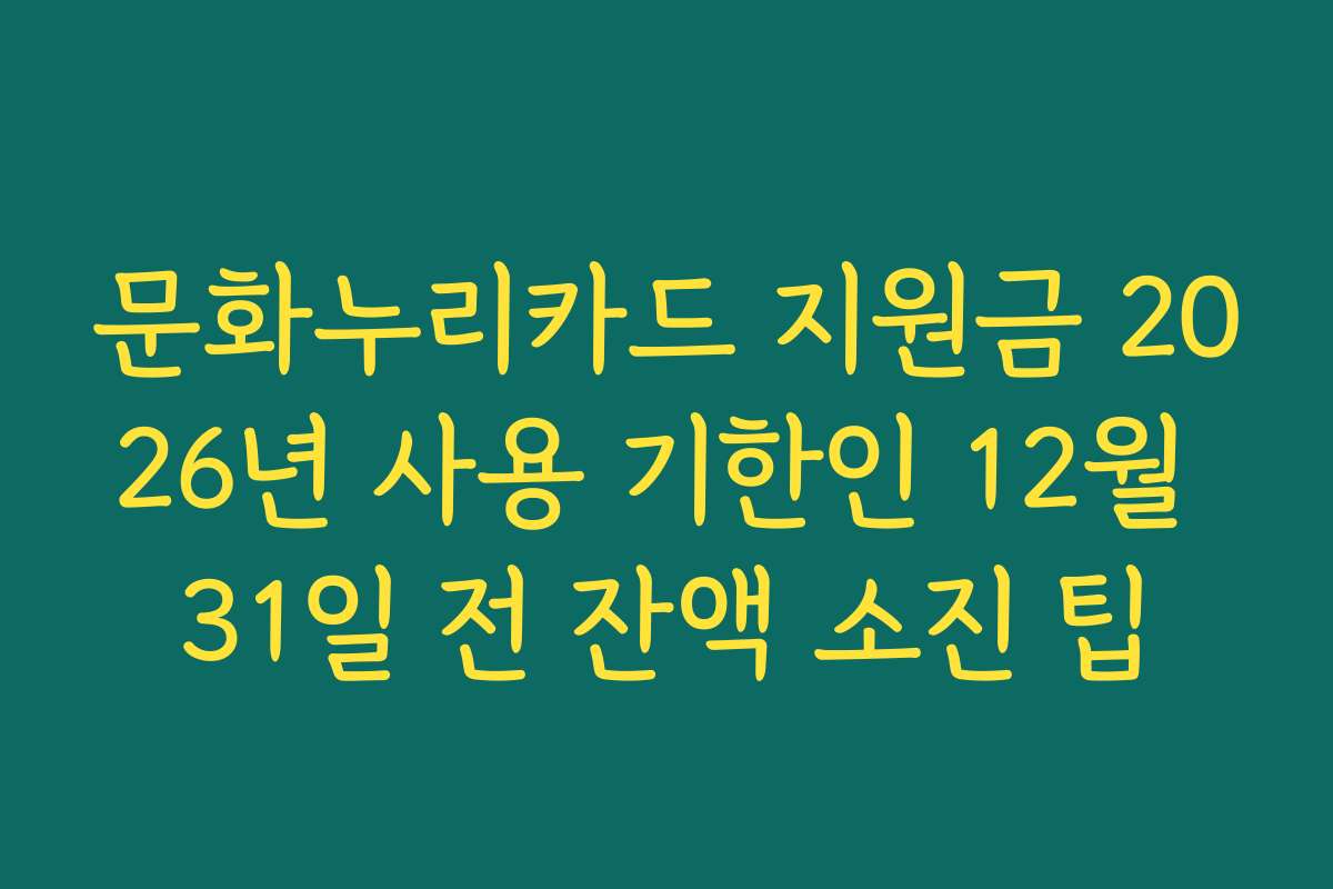 문화누리카드 지원금 2026년 사용 기한인 12월 31일 전 잔액 소진 팁