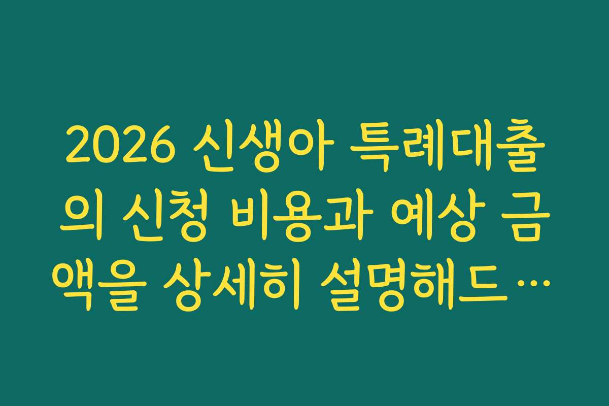 2026 신생아 특례대출의 신청 비용과 예상 금액을 상세히 설명해드립니다