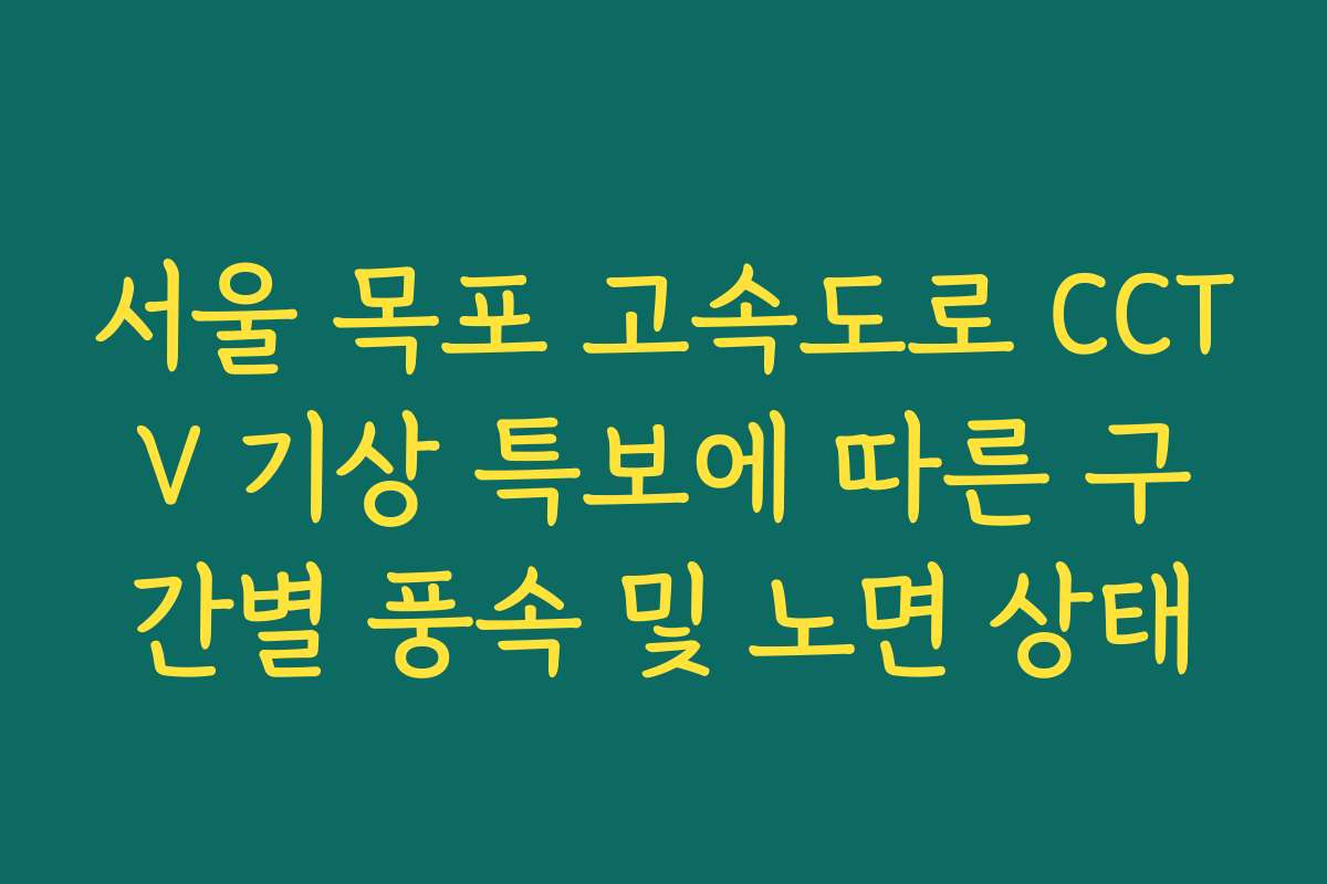 서울 목포 고속도로 CCTV 기상 특보에 따른 구간별 풍속 및 노면 상태