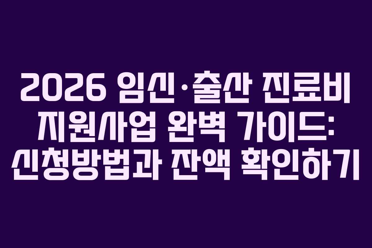 2026 임신·출산 진료비 지원사업 완벽 가이드: 신청방법과 잔액 확인하기