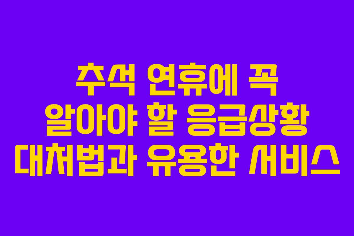 추석 연휴에 꼭 알아야 할 응급상황 대처법과 유용한 서비스