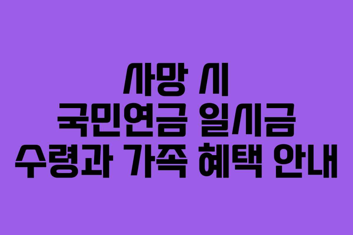 사망 시 국민연금 일시금 수령과 가족 혜택 안내