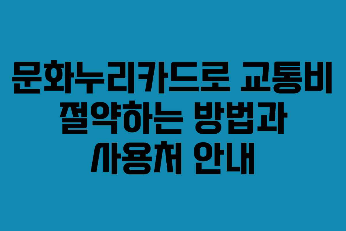 문화누리카드로 교통비 절약하는 방법과 사용처 안내