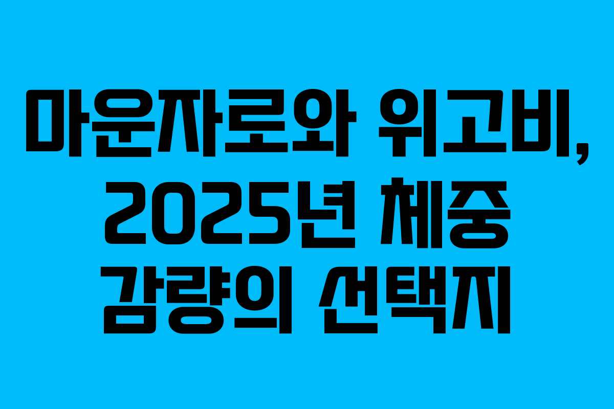 마운자로와 위고비, 2025년 체중 감량의 선택지