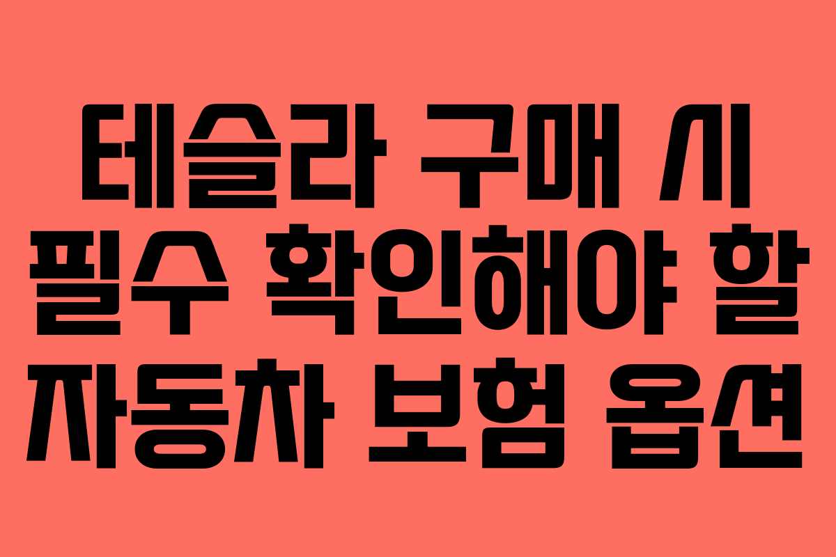 테슬라 구매 시 필수 확인해야 할 자동차 보험 옵션