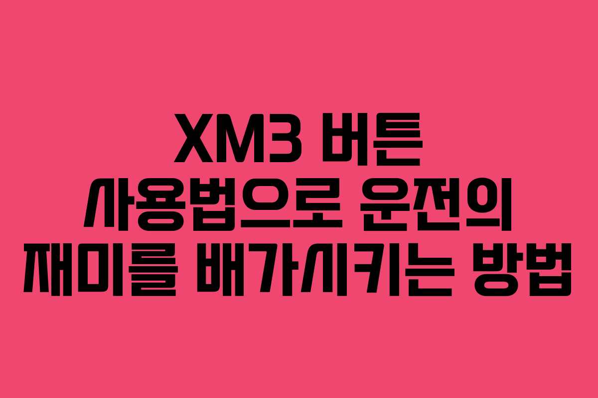 XM3 버튼 사용법으로 운전의 재미를 배가시키는 방법