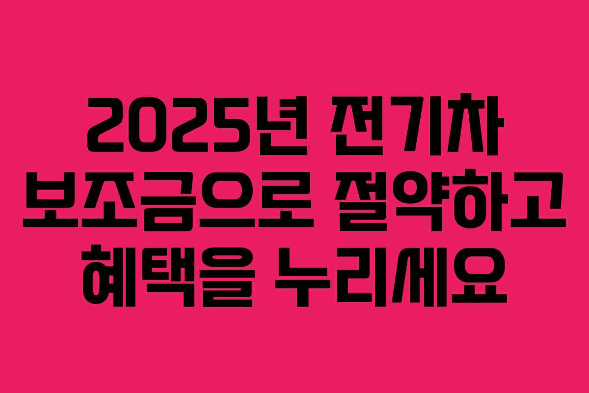2025년 전기차 보조금으로 절약하고 혜택을 누리세요
