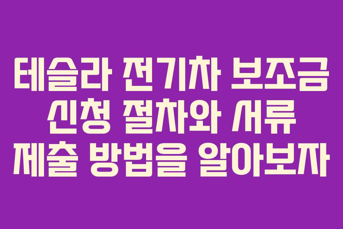 테슬라 전기차 보조금 신청 절차와 서류 제출 방법을 알아보자
