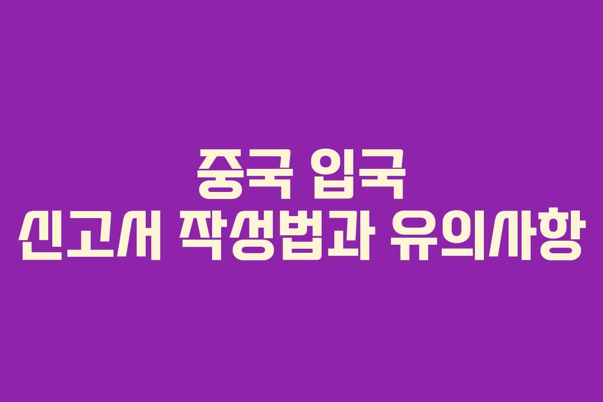 중국 입국 신고서 작성법과 유의사항