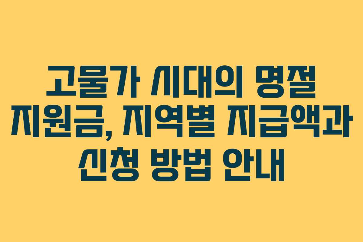 고물가 시대의 명절 지원금, 지역별 지급액과 신청 방법 안내