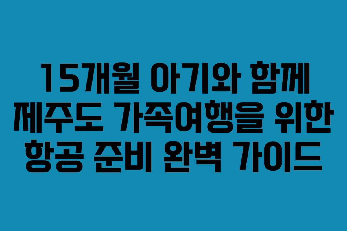 15개월 아기와 함께 제주도 가족여행을 위한 항공 준비 완벽 가이드