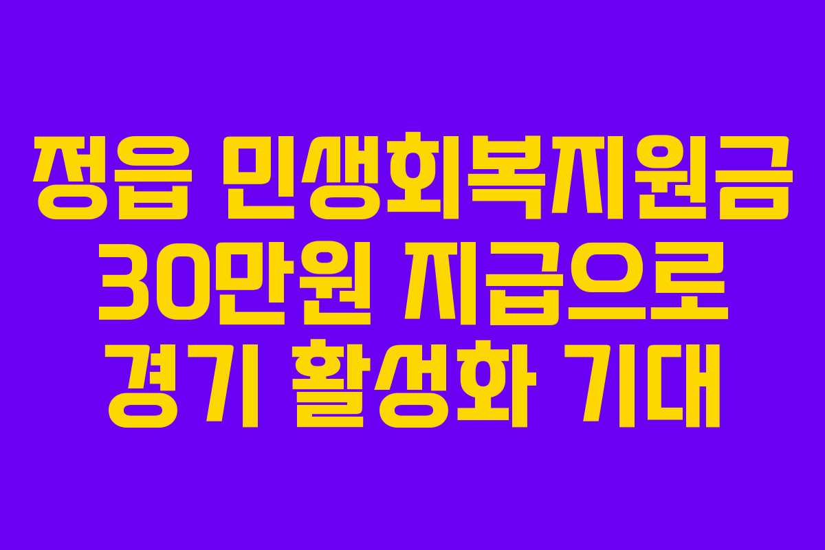 정읍 민생회복지원금 30만원 지급으로 경기 활성화 기대