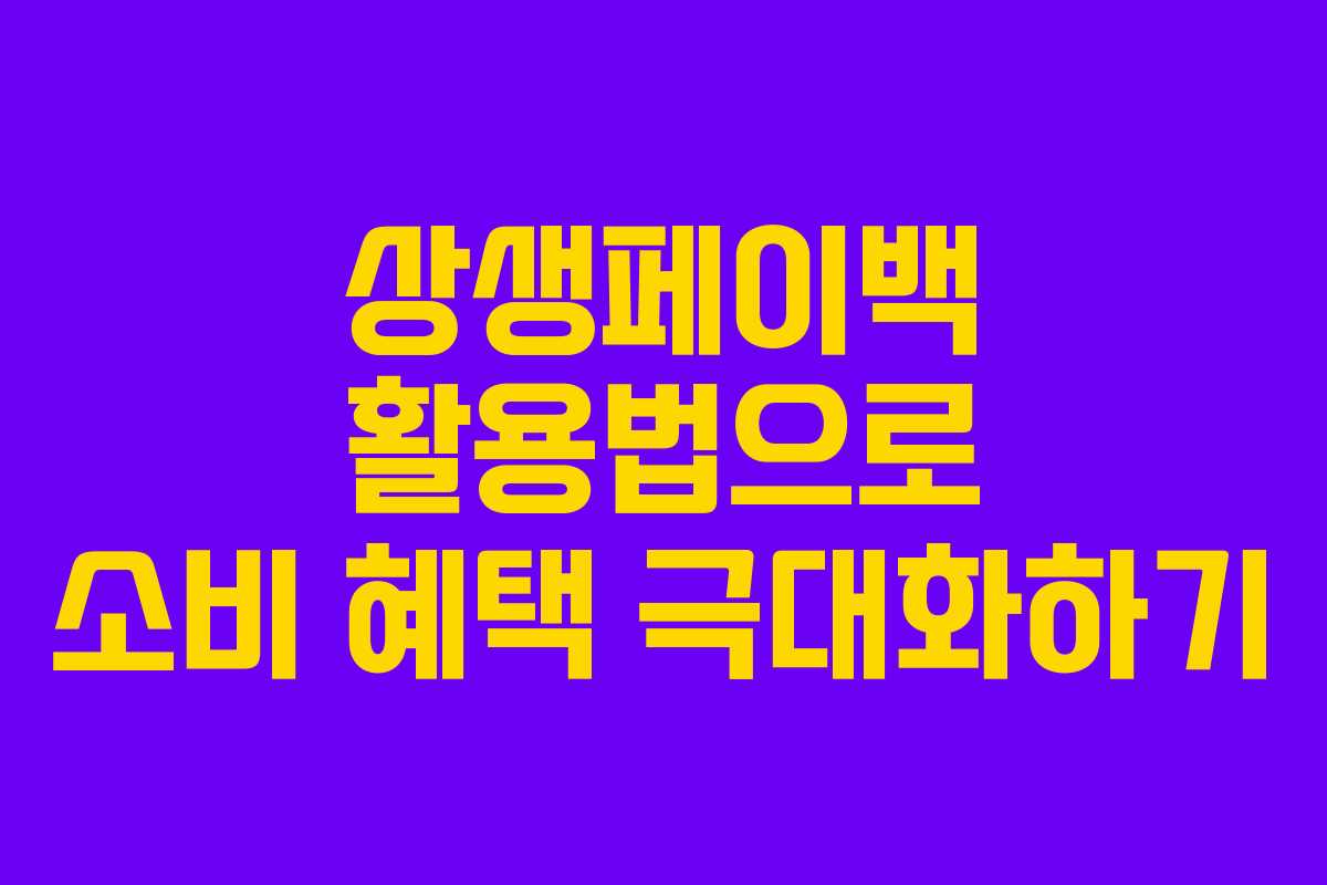 상생페이백 활용법으로 소비 혜택 극대화하기