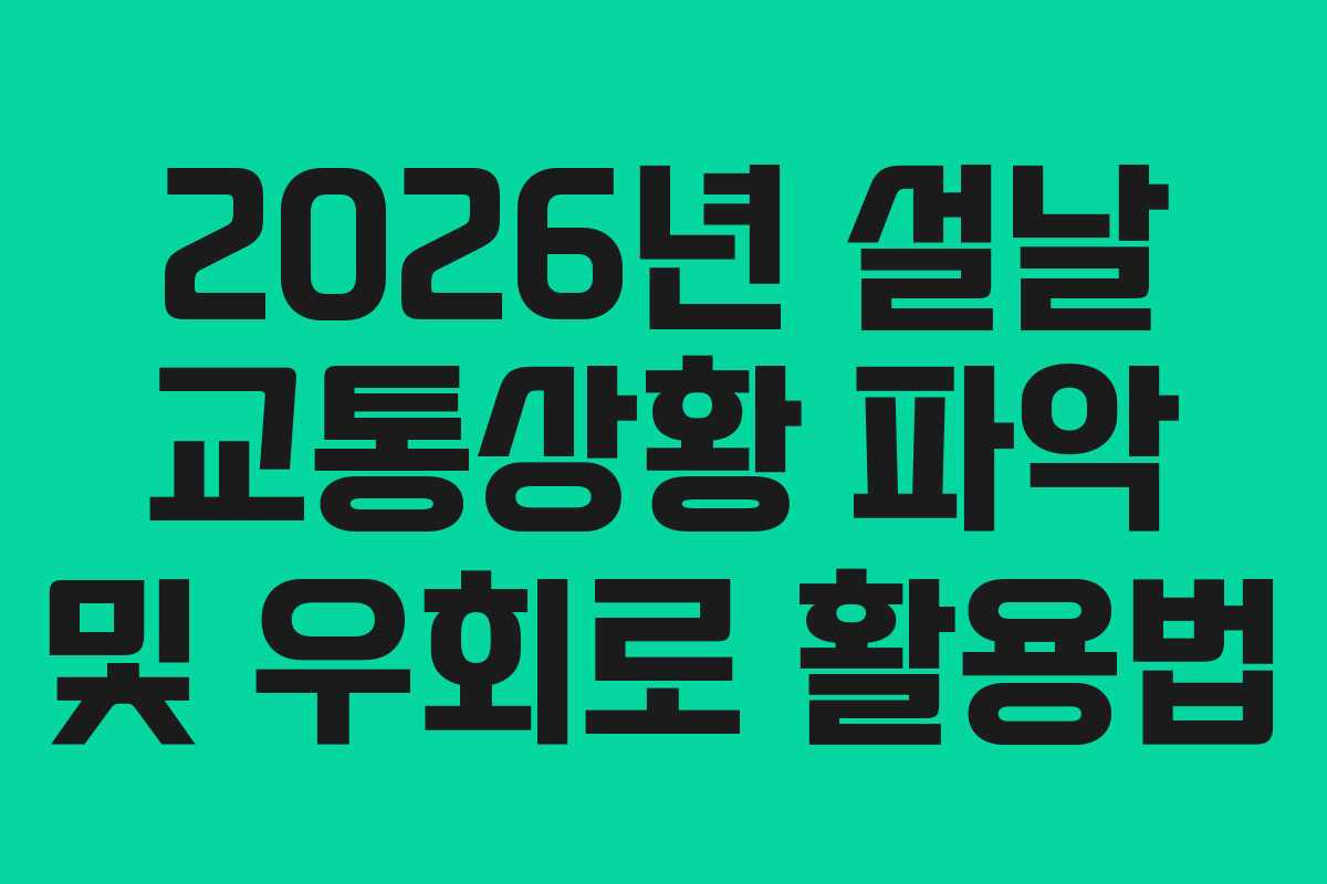 2026년 설날 교통상황 파악 및 우회로 활용법