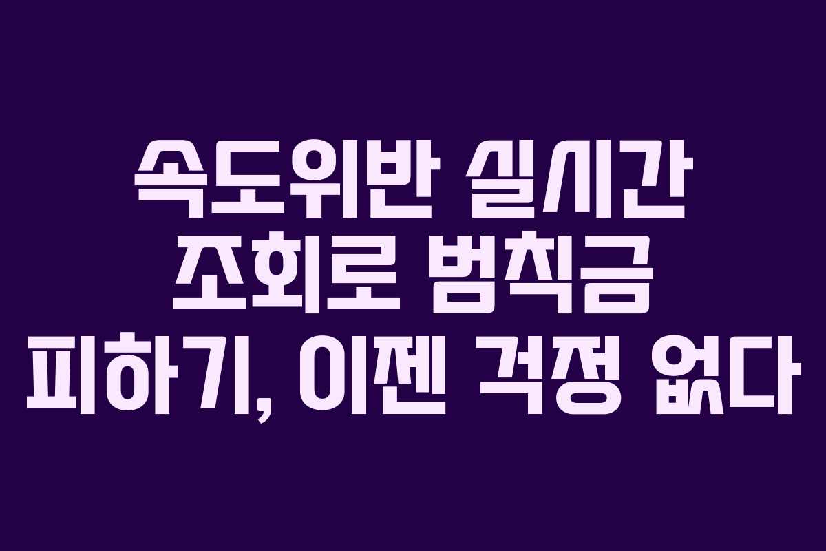 속도위반 실시간 조회로 범칙금 피하기, 이젠 걱정 없다