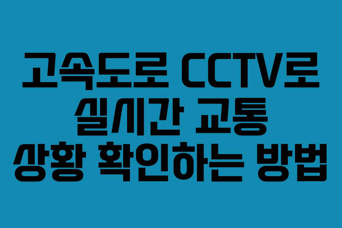 고속도로 CCTV로 실시간 교통 상황 확인하는 방법