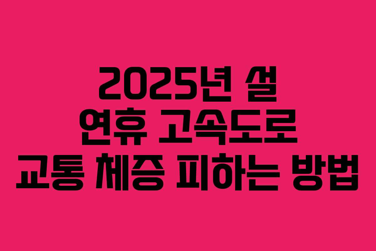 2025년 설 연휴 고속도로 교통 체증 피하는 방법